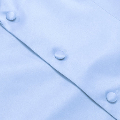 Baby Blue Solid Silk Suit Vest Set vest set    - Sophisticated Gentlemen