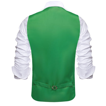 Forest Green Solid Silk Suit Vest Set vest set    - Sophisticated Gentlemen