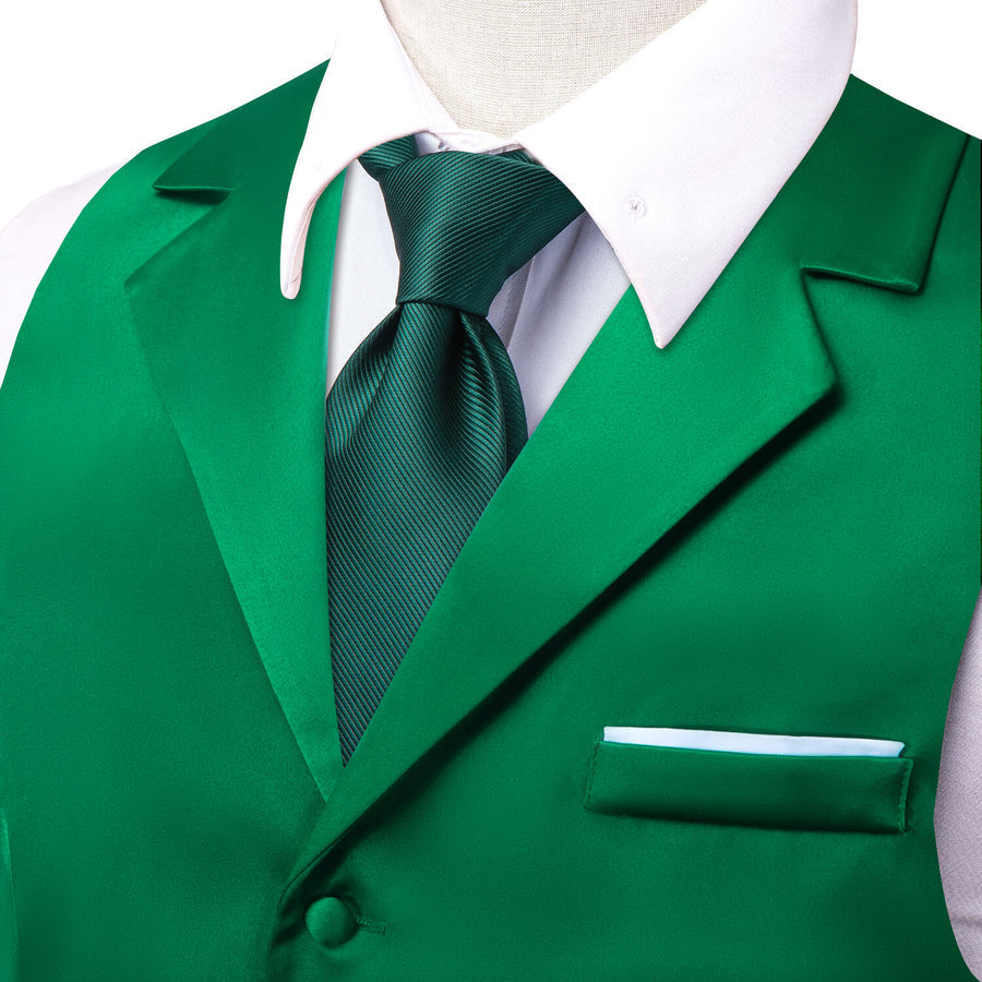 Forest Green Solid Silk Suit Vest Set vest set    - Sophisticated Gentlemen