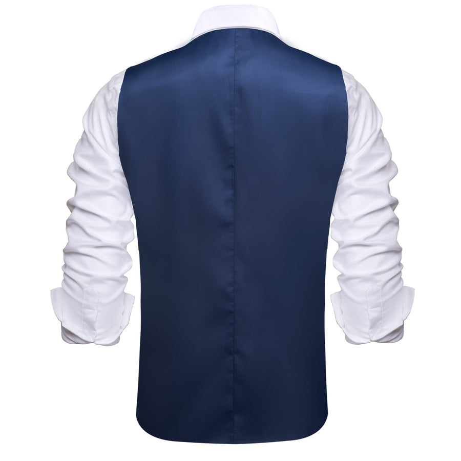 Layered Waistcoat Navy Blue Grey Splicing Collar Vest Set vest set    - Sophisticated Gentlemen