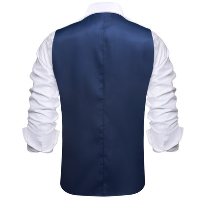 Layered Waistcoat Navy Blue Grey Splicing Collar Vest Set vest set    - Sophisticated Gentlemen