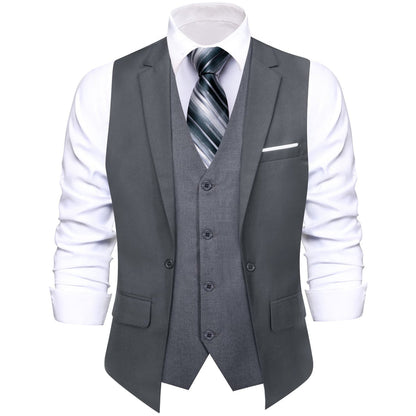 Layered Waistcoat Grey Splicing Dress Suit Vest Set vest set    - Sophisticated Gentlemen