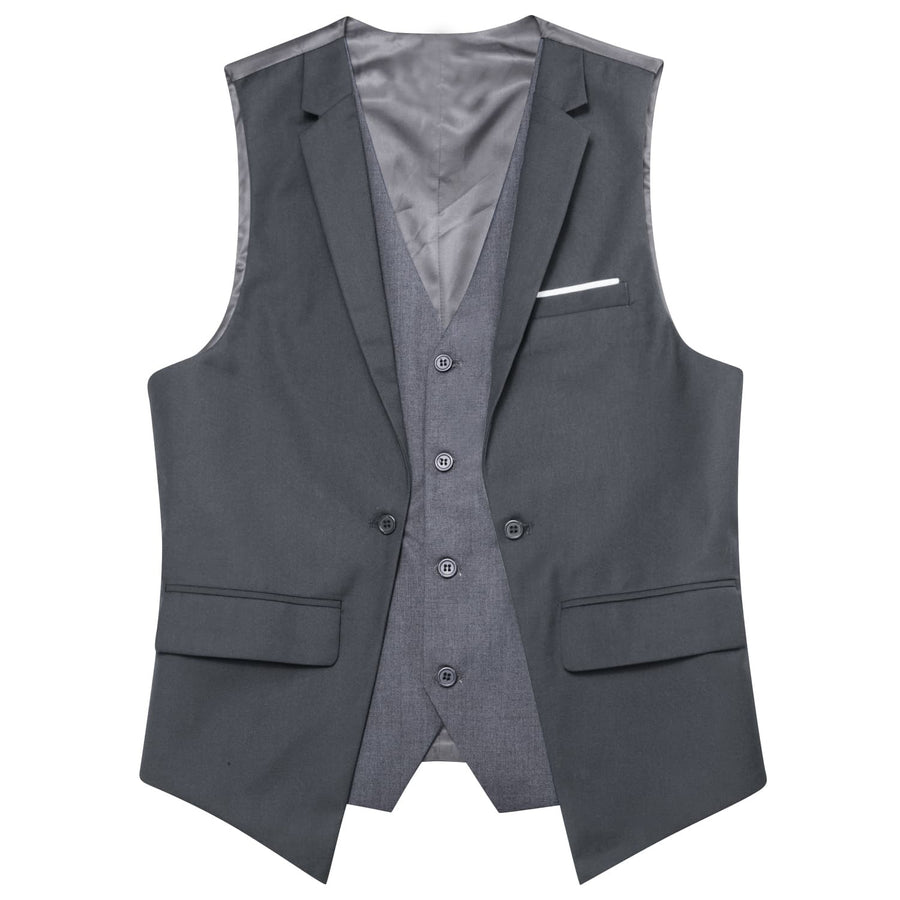 Layered Waistcoat Grey Splicing Dress Suit Vest Set vest set    - Sophisticated Gentlemen