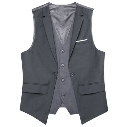Layered Waistcoat Grey Splicing Dress Suit Vest Set vest set    - Sophisticated Gentlemen
