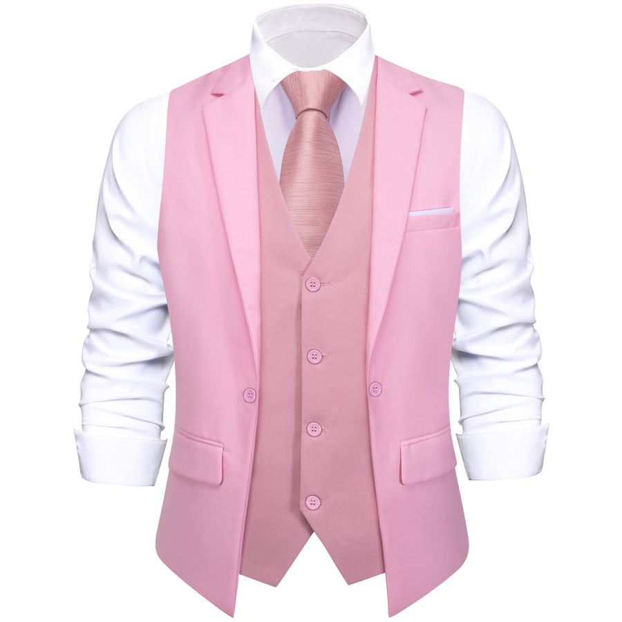 Layered Waistcoat Splicing Grey Light Pink Collar Vest Set vest set    - Sophisticated Gentlemen