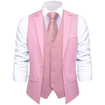 Layered Waistcoat Splicing Grey Light Pink Collar Vest Set vest set    - Sophisticated Gentlemen