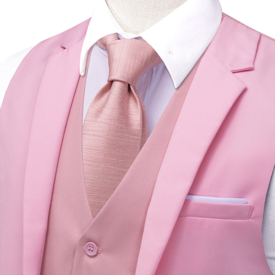 Layered Waistcoat Splicing Grey Light Pink Collar Vest Set vest set S (Chest 40")   - Sophisticated Gentlemen