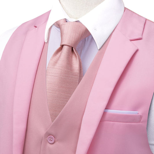 Layered Waistcoat Splicing Grey Light Pink Collar Vest Set vest set S (Chest 40")   - Sophisticated Gentlemen