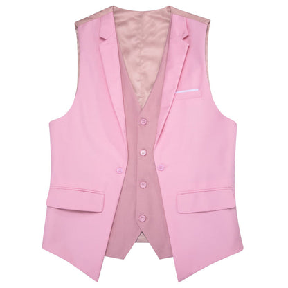 Layered Waistcoat Splicing Grey Light Pink Collar Vest Set vest set    - Sophisticated Gentlemen