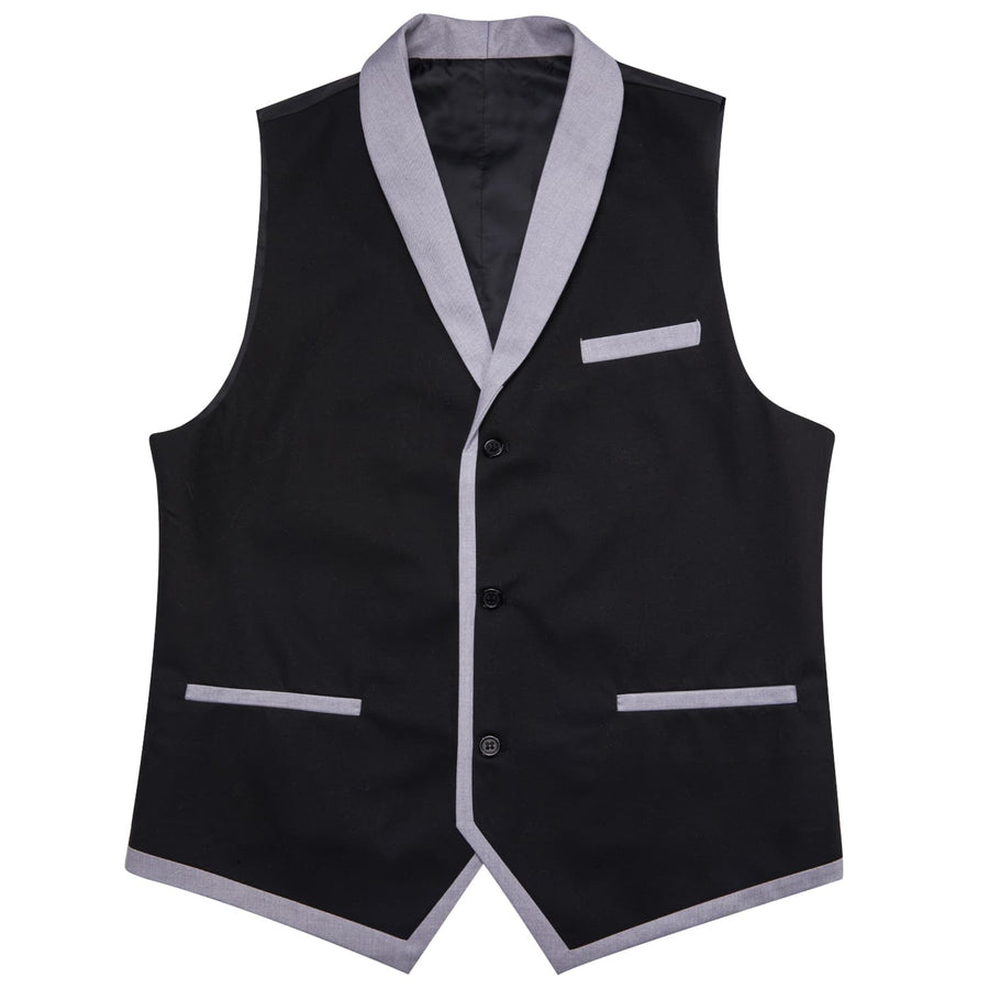 Solid Silk Black Shawl Collar Vest Set vest set    - Sophisticated Gentlemen