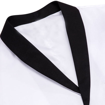 Ghost White Solid Shawl Collar Vest Set vest set    - Sophisticated Gentlemen