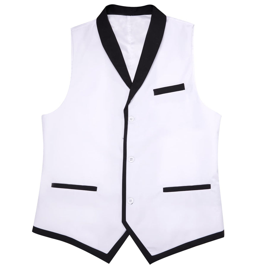 Ghost White Solid Shawl Collar Vest Set vest set    - Sophisticated Gentlemen