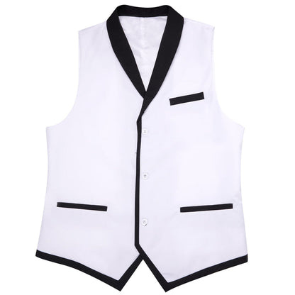 Ghost White Solid Shawl Collar Vest Set vest set    - Sophisticated Gentlemen