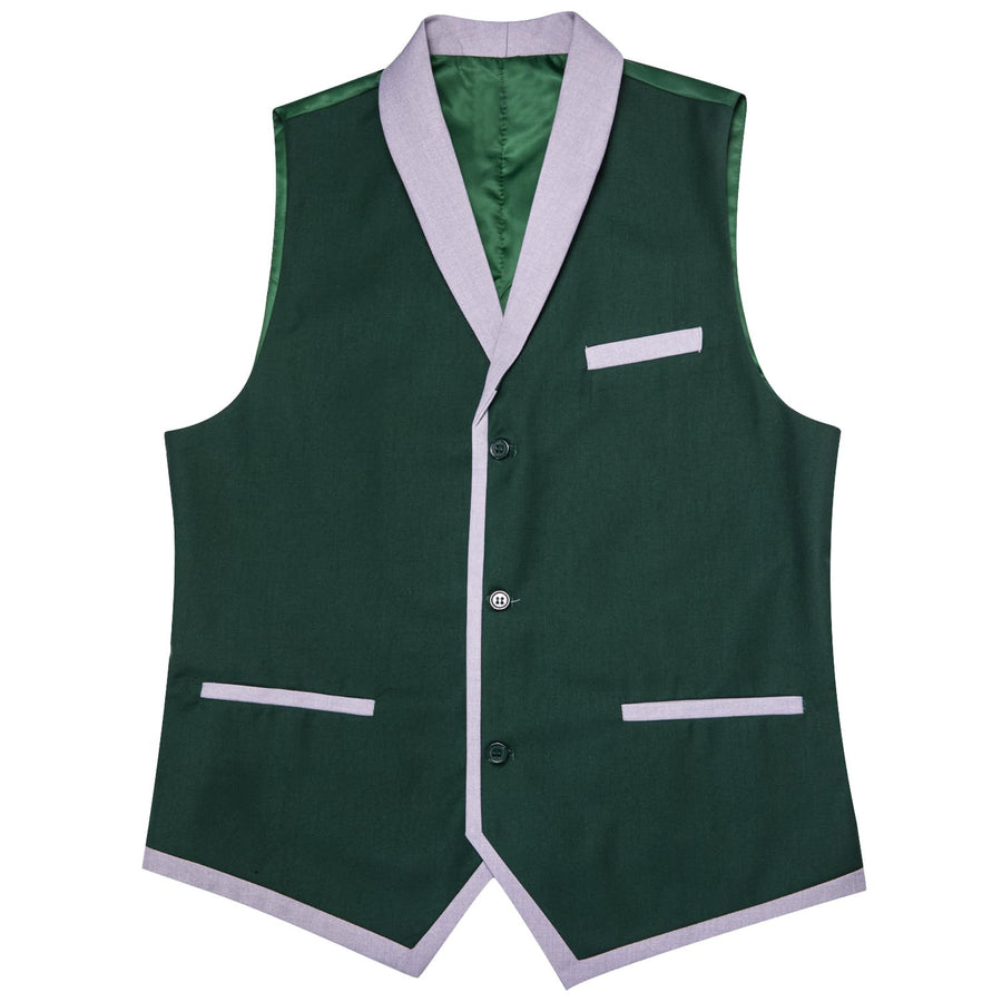 Sapphire Pine Green Silk Solid Shawl Collar Suit Vest Set vest set    - Sophisticated Gentlemen