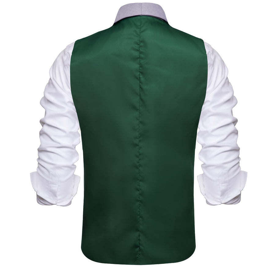 Sapphire Pine Green Silk Solid Shawl Collar Suit Vest Set vest set    - Sophisticated Gentlemen