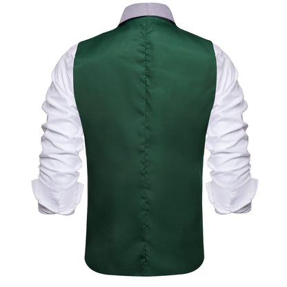 Sapphire Pine Green Silk Solid Shawl Collar Suit Vest Set vest set    - Sophisticated Gentlemen