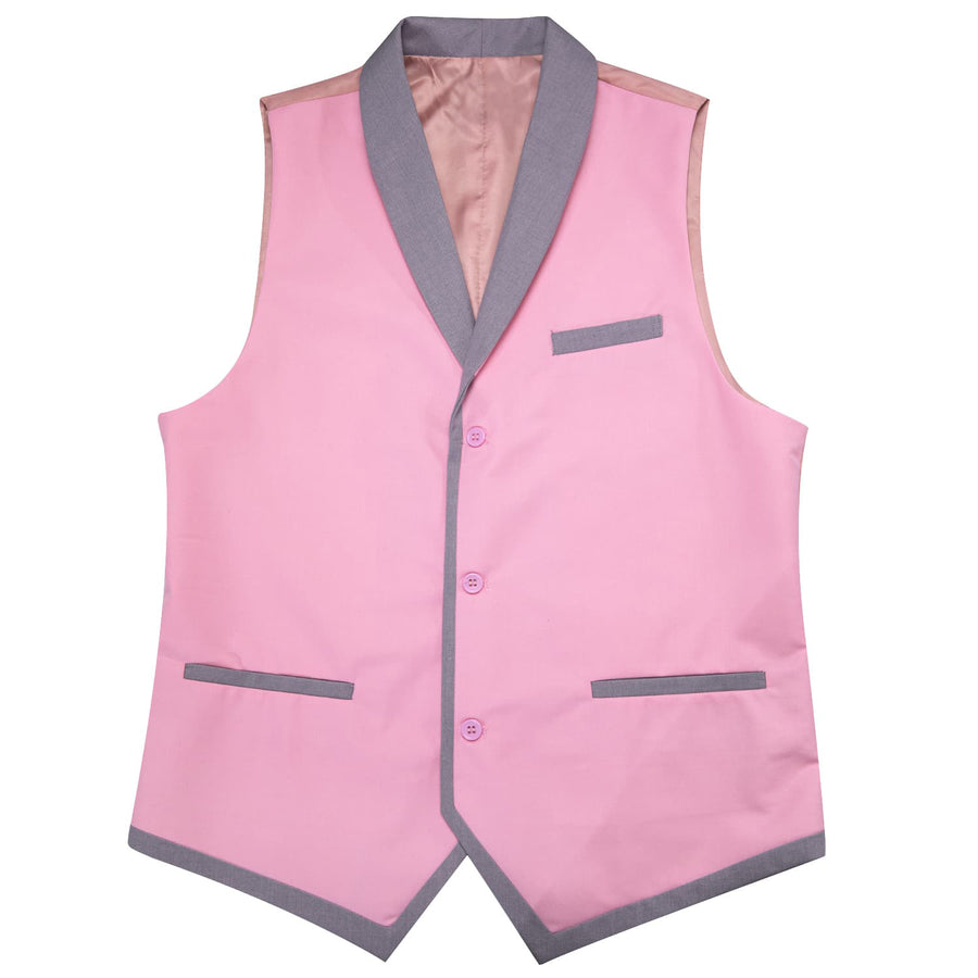 Solid Light Pink Button Vest Shawl Collar Vest Set vest set    - Sophisticated Gentlemen