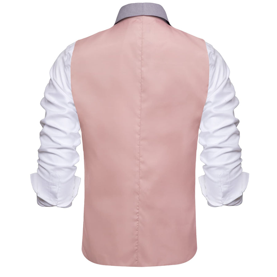 Solid Light Pink Button Vest Shawl Collar Vest Set vest set    - Sophisticated Gentlemen