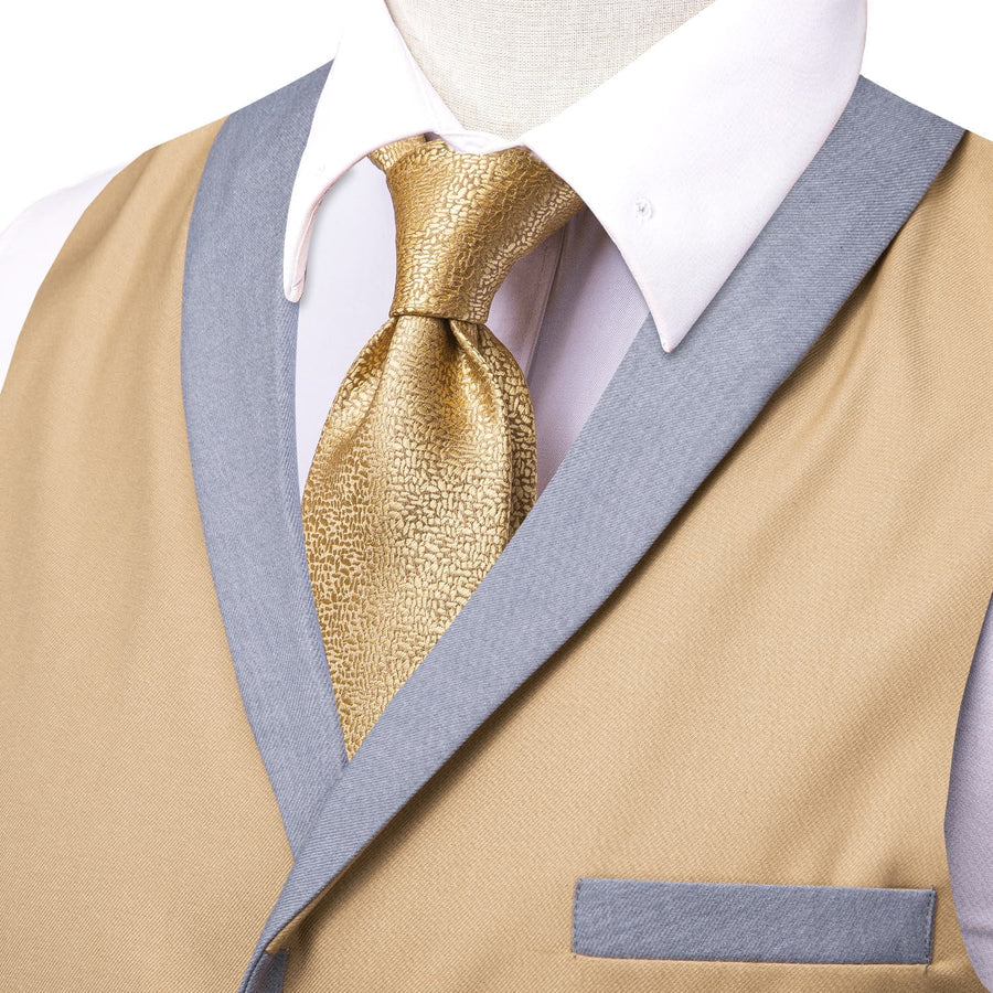Brown Solid Shawl Collar Vest Set vest set    - Sophisticated Gentlemen