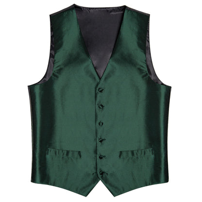 Shining Green Solid Jacquard Silk Vest Set vest set    - Sophisticated Gentlemen