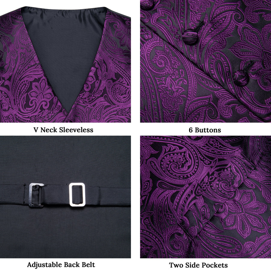 Dark Purple Paisley Vest Set vest set    - Sophisticated Gentlemen