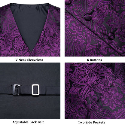 Dark Purple Paisley Vest Set vest set    - Sophisticated Gentlemen