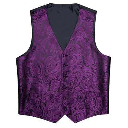 Dark Purple Paisley Vest Set vest set    - Sophisticated Gentlemen