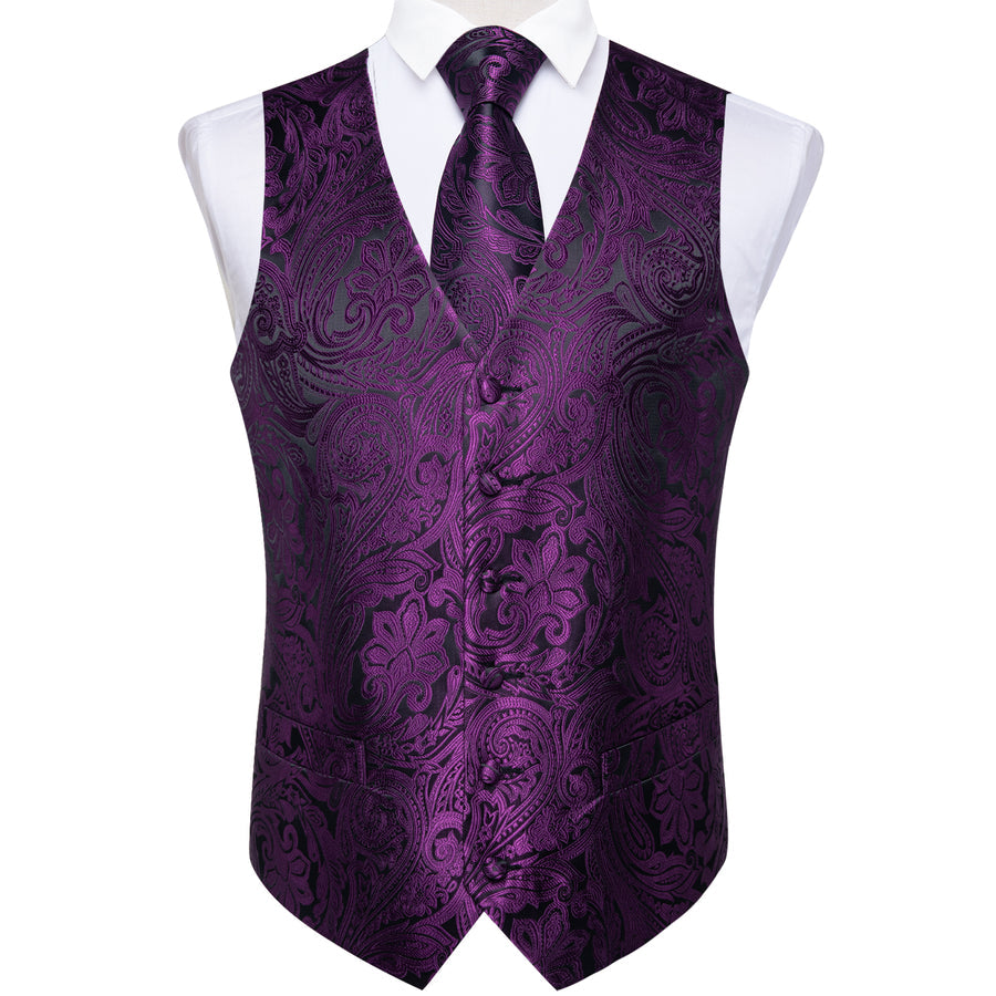 Dark Purple Paisley Vest Set vest set    - Sophisticated Gentlemen
