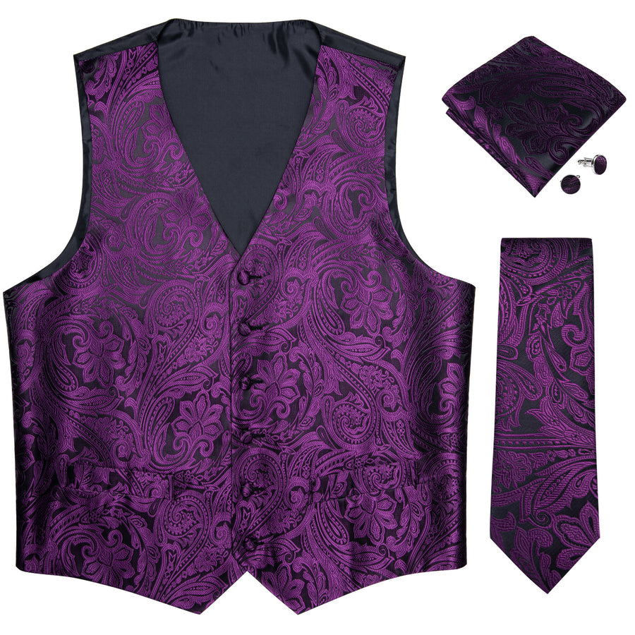 Dark Purple Paisley Vest Set vest set    - Sophisticated Gentlemen