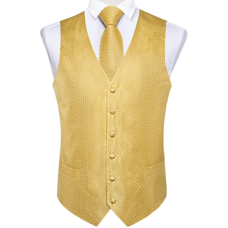 Yellow Irregular Pattern Novelty Silk Vest Set vest set    - Sophisticated Gentlemen
