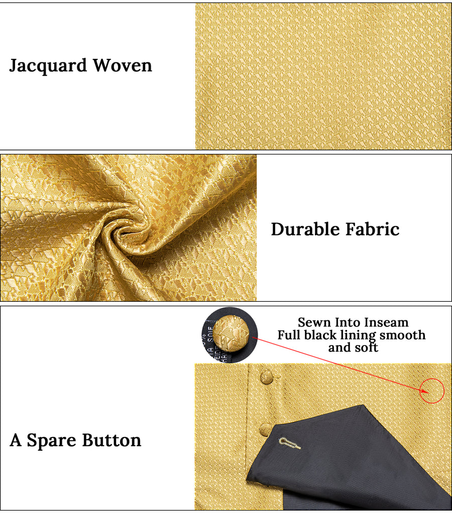 Yellow Irregular Pattern Novelty Silk Vest Set vest set    - Sophisticated Gentlemen