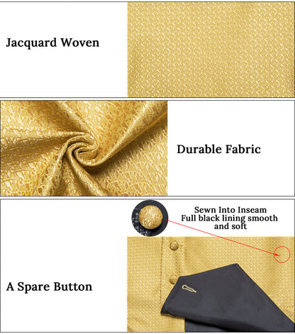 Yellow Irregular Pattern Novelty Silk Vest Set vest set    - Sophisticated Gentlemen