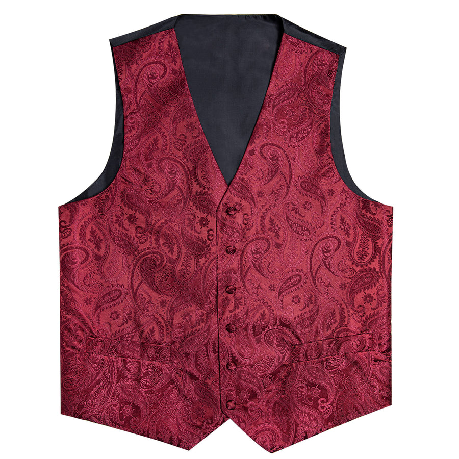 Classic Red Paisley Men's Collar Vest Set vest set    - Sophisticated Gentlemen