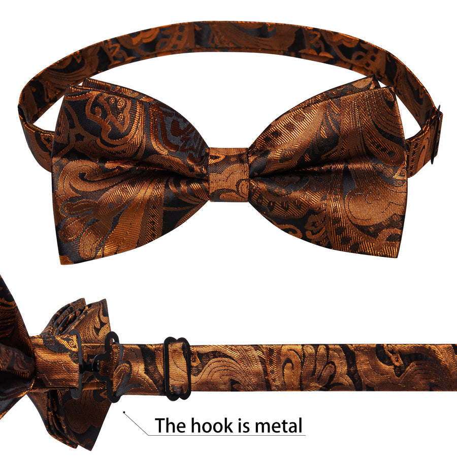 Brown Golden Paisley Jacquard Silk Vest Set vest set    - Sophisticated Gentlemen