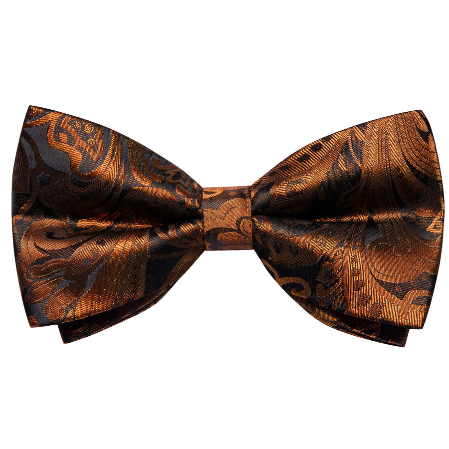 Brown Golden Paisley Jacquard Silk Vest Set vest set    - Sophisticated Gentlemen