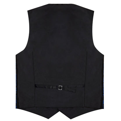 Blue Navy Black Paisley Silk Vest Set vest set    - Sophisticated Gentlemen