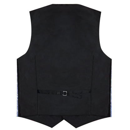 Baby Blue Paisley Silk Men's Vest Set vest set    - Sophisticated Gentlemen