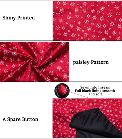 Christmas Red Snowflake Novelty Jacquard Silk Men's Vest Set vest set    - Sophisticated Gentlemen