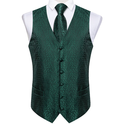 Emerald Green Irregular Plaid Silk Vest Set vest set    - Sophisticated Gentlemen
