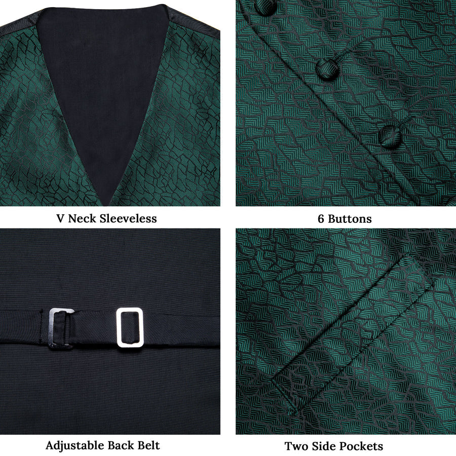 Emerald Green Irregular Plaid Silk Vest Set vest set    - Sophisticated Gentlemen