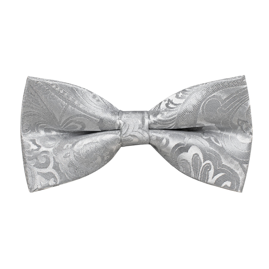 Grey Paisley Jacquard Silk Men's Bowtie Vest Set vest set    - Sophisticated Gentlemen