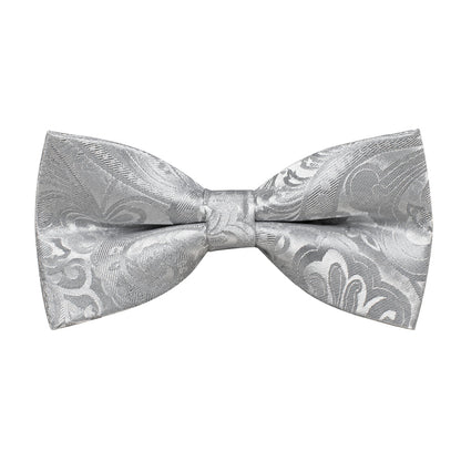 Grey Paisley Jacquard Silk Men's Bowtie Vest Set vest set    - Sophisticated Gentlemen