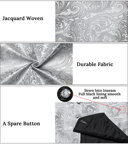 Grey Paisley Jacquard Silk Men's Bowtie Vest Set vest set    - Sophisticated Gentlemen