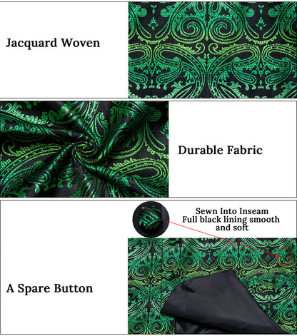 Green Paisley Silk Men's Vest Set vest set    - Sophisticated Gentlemen
