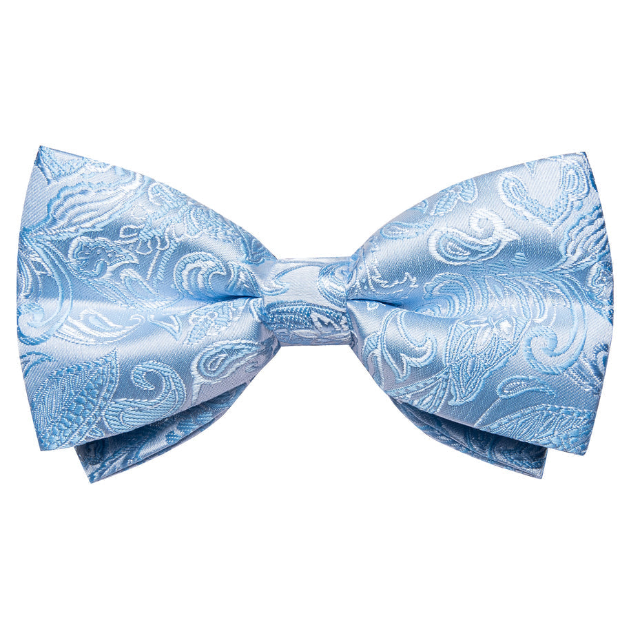 Light Blue Paisley Jacquard Silk Vest Set vest set    - Sophisticated Gentlemen