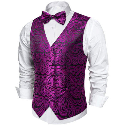 Purple Paisley Silk Men's Vest Set vest set    - Sophisticated Gentlemen
