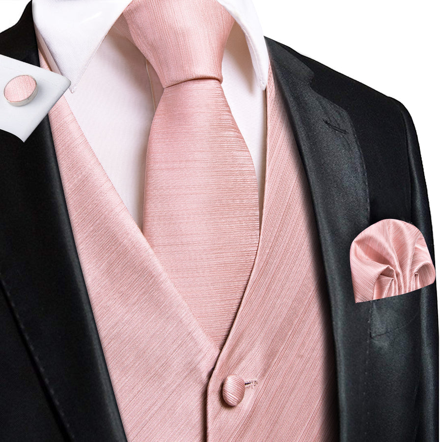 Baby Pink Silk Vest Set vest set S (Chest 40")   - Sophisticated Gentlemen