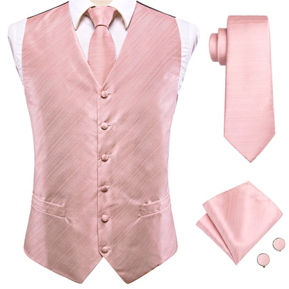 Baby Pink Silk Vest Set vest set    - Sophisticated Gentlemen