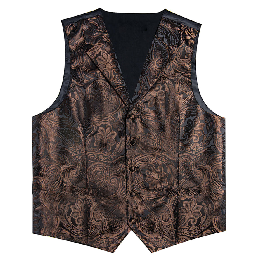 Brown Black Paisley Men's Collar Vest Set vest set    - Sophisticated Gentlemen