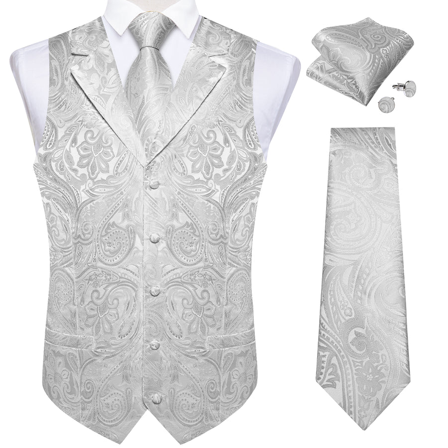 Silver Paisley Vest Set vest set    - Sophisticated Gentlemen